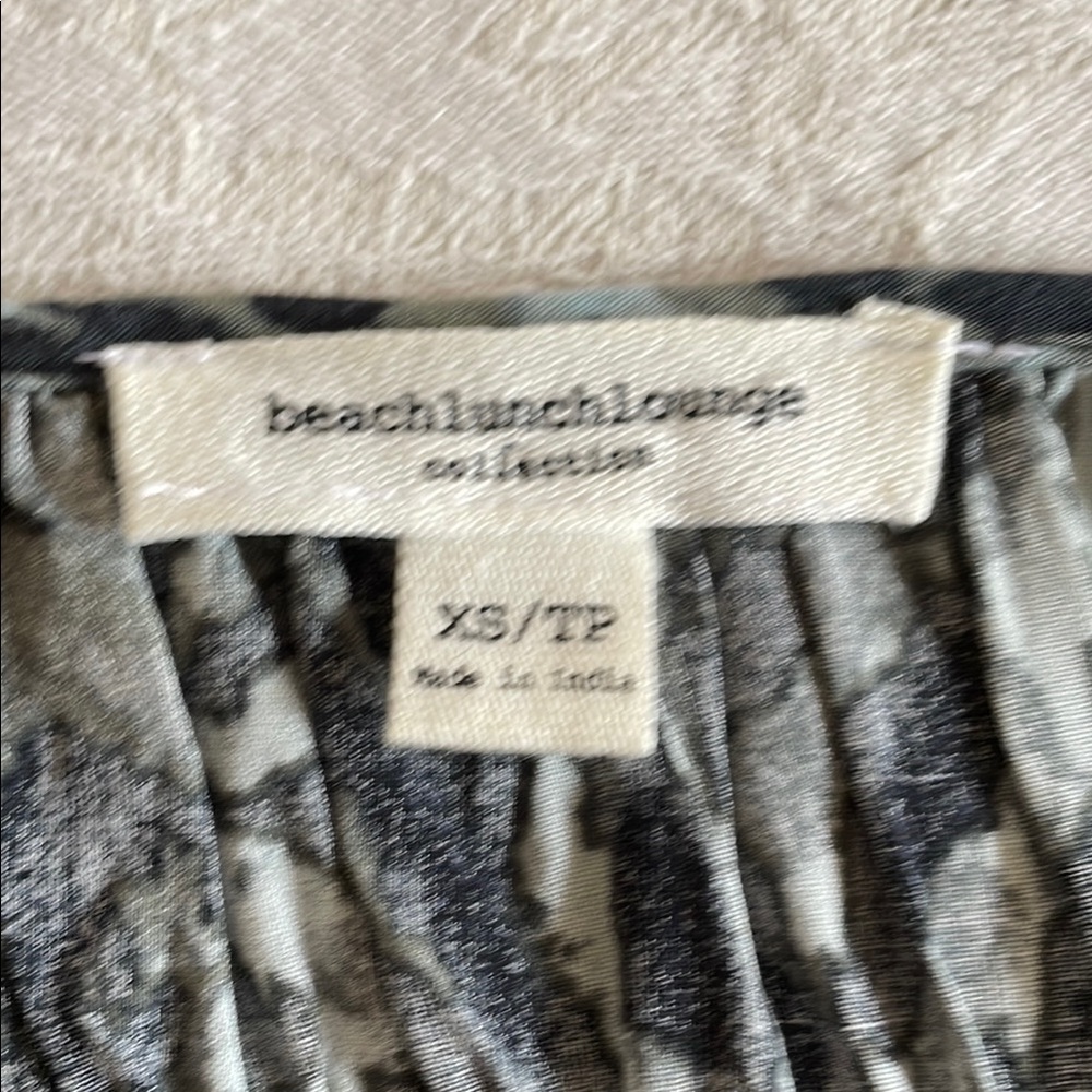 BEACHLUNCHLOUNGE Mini Dress Blue & Olive Smocking Empire Waist Ruffle Boho XS - Picture 9 of 12